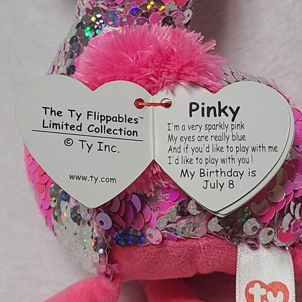 Ty Beanie Boo Flippables Pinky Flamingo 9" Beanie Color Changing Sequins w/ Tags - Picture 5 of 10